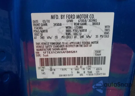 2010 Ford F150 Super Cab from USA, damaged, VIN 1FTEX1CWXAFB85261